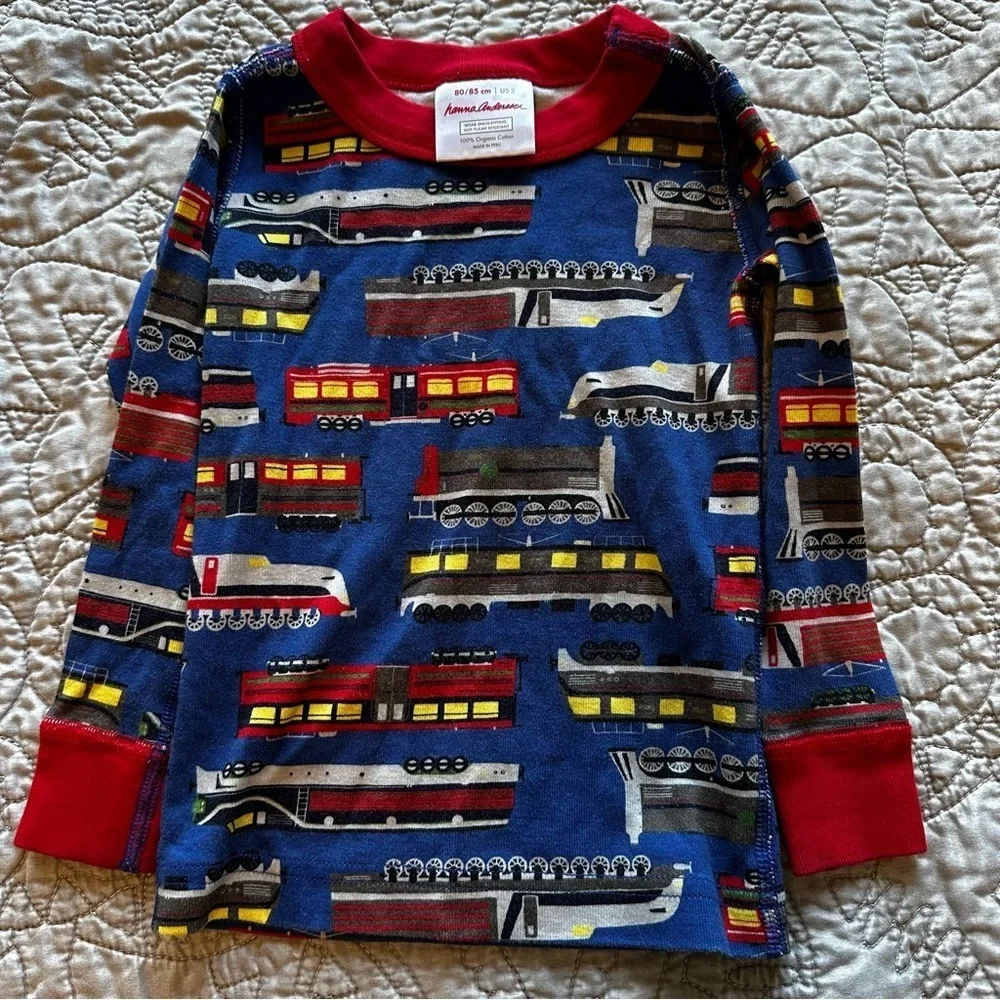 🌟3/$20🌟 Hanna Andersson Train PJ Top Pajamas Organic Cotton size US 2